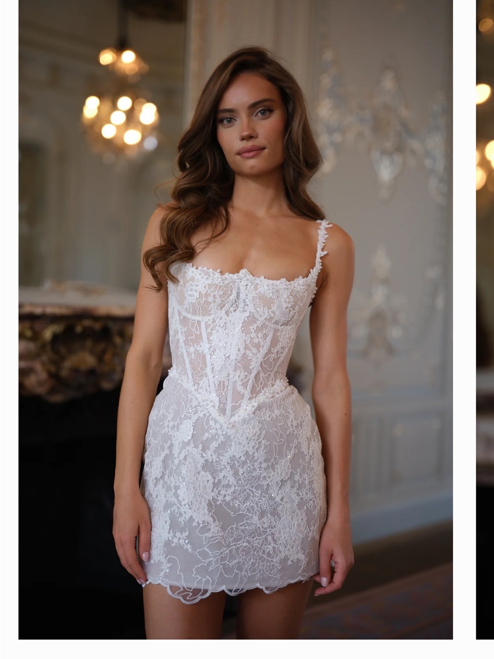 Rosie Etienne Lara Dress - White Lace Corset Mini Dress